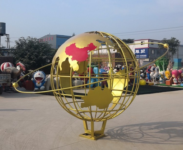 不銹鋼金色地球儀雕